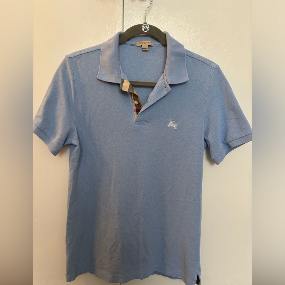 BURBERRY Men’s Polo Shirt, Light Blue, M
